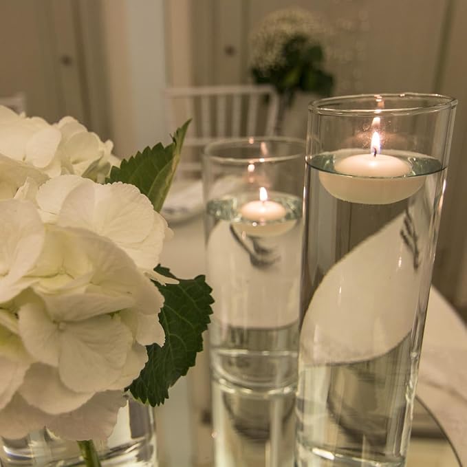 50 Pack of 2-Inch White Floating Candles - Ideal for Weddings, Home Décor, Spa Baths, and Romantic Settings.