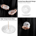 Glass Incense Burner Holder with 3D Base Design - 4.5" Frosted Hammered Texture Ash Catcher Tray, The Minimalist Design Burner for Stick Incense, Meditation Home Desk Accessory