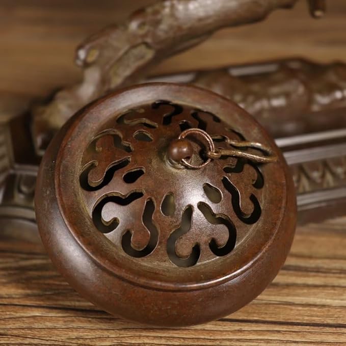 Brass Incense Burner Chinese Traditional Incense Burner Kit Zen Copper Incense Burner Office Home Yoga Room Sandalwood Burner Decoration Censer