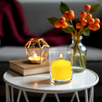 9 Packs Unscented Yellow Votive Candles, Small 1.5 Inch Diameter 1.25 Inch Colored Votives for Home Holiday Party Wedding Dinner Table - 8 Hour Burning Time