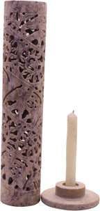 Carry Me Marble Soapstone Incense Stick Holder | Candle Burner | Tea Light Holder - Perfect Handmade Elephant Carving for Gifting. Decorative Home and Office Decor.(3 x 3 x 11 Inches)