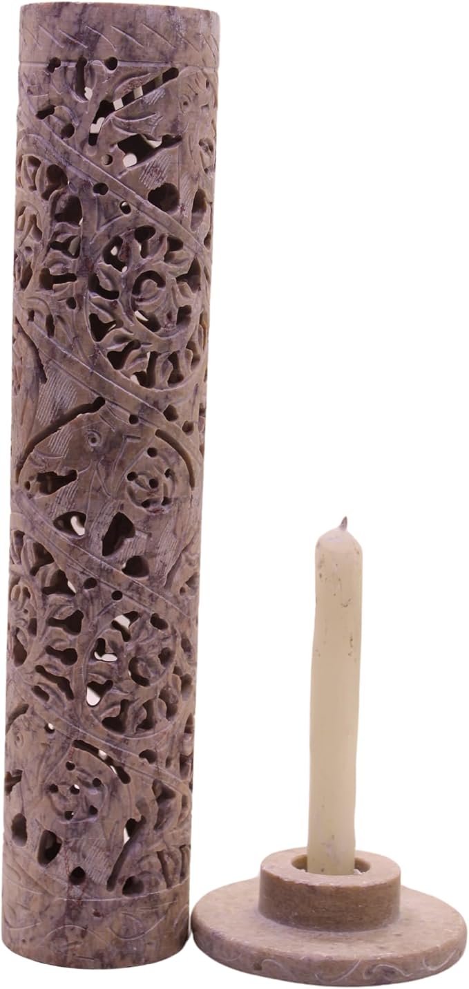 Carry Me Marble Soapstone Incense Stick Holder | Candle Burner | Tea Light Holder - Perfect Handmade Elephant Carving for Gifting. Decorative Home and Office Decor.(3 x 3 x 11 Inches)