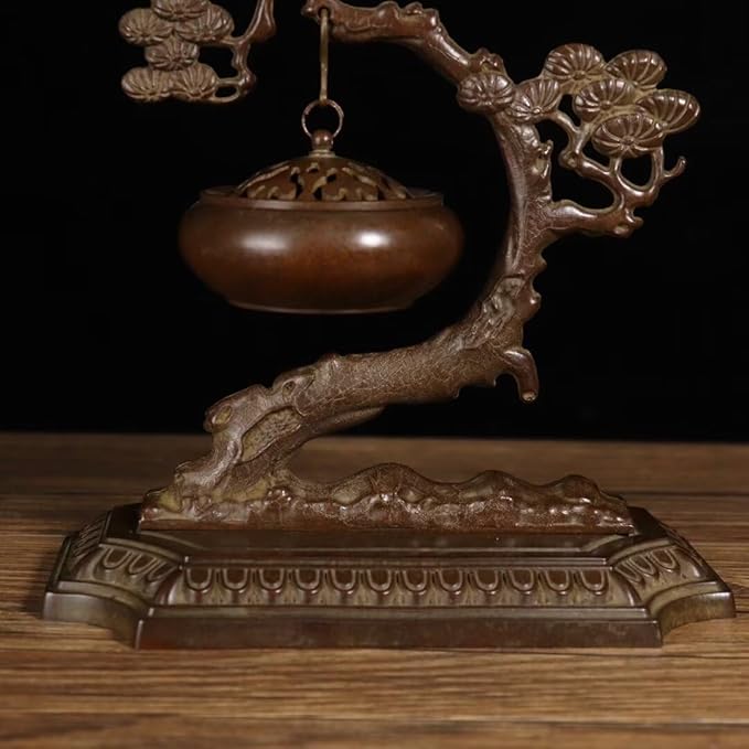 Brass Incense Burner Chinese Traditional Incense Burner Kit Zen Copper Incense Burner Office Home Yoga Room Sandalwood Burner Decoration Censer