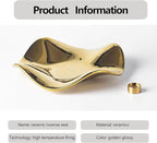 6.7 "Ceramic Incense Burner for Incense/Coil,Wavy Base with Brass -Incense Holder for Sticks,with Ash Catching Bowl for Meditation Yoga and Home Decoration (Gold)