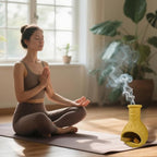 Palo Santo Burner Holder,Yellow Mini Chiminea with Chimney Handmade Smudge Bowl fits sage, Incense Cones, Sticks, Small Candle; with ash Collection. Great for Zen Meditation, Altar Fireplace