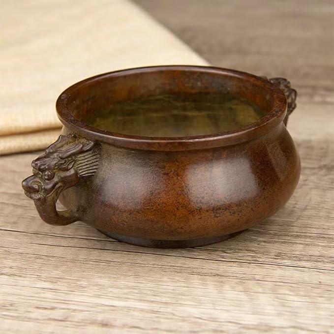 Copper Incense Burner Chinese Brass Incense Burner Kit Traditional Zen Incense Burner Antique Style Office Yoga Home Decor 6.3 * 4.3 * 2.2IN 2.2LB