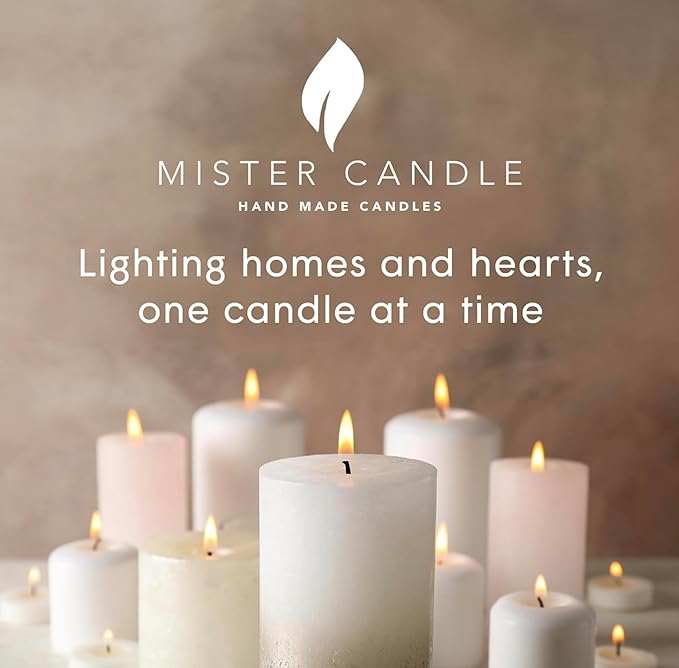 Mister Candle – Set of 9 Unscented Votive Candles in Glass Holders, Hand Poured Soy Wax, 12 Hour Burn Time, White Candles for Weddings, Parties, Spa, Home Décor