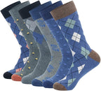 HHX YONLEE Dress Socks 5/6/10 Pairs Crew Argyle Colorful Cotton Novelty Casual Happy Fun