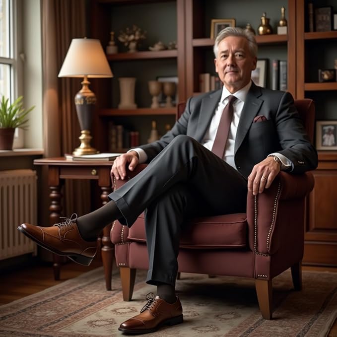 7BigStars Mens Dress Socks – 6 Pairs Crew, Soft Stay Up, Cotton Comfort for Business, Office, Big and Tall, Breathable