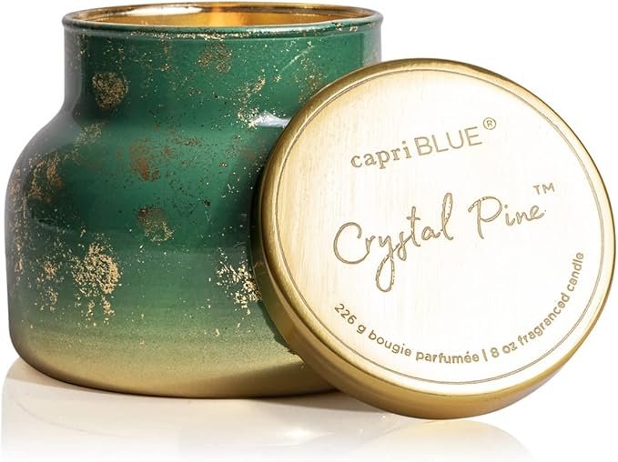 Capri Blue Glimmer Jar Candles - Luxury Holiday Scented Candles for Home - Long Lasting Soy Wax Blend - Scented Holiday & Home Decor - Crystal Pine Signature Petite Jar (8 oz)