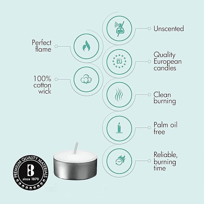 BOLSIUS Tea Lights Candles - Pack of 300 White Unscented Candle Lights with 6 Hour Burning Time - Tea Candles for Wedding, Home, Parties, and Special Occasions