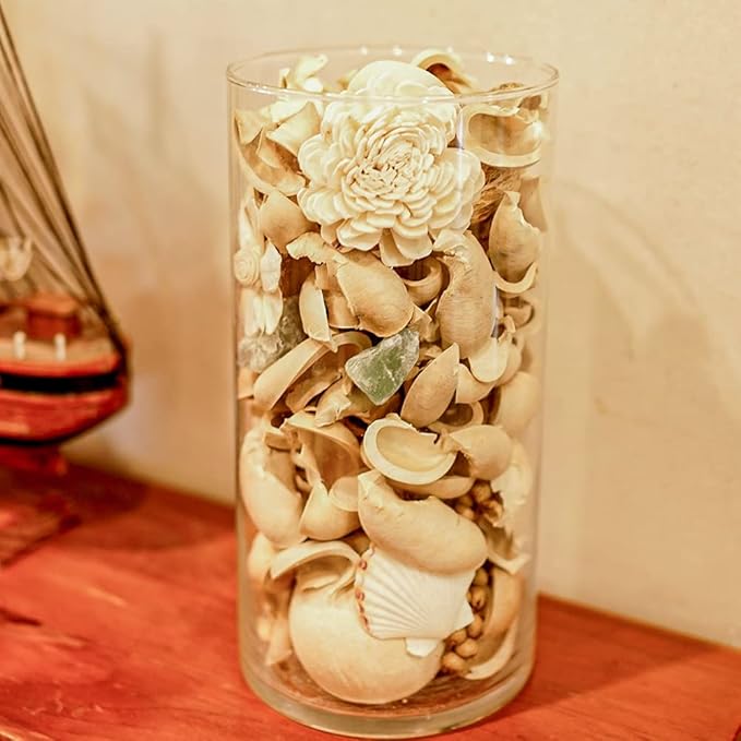 White Potpourri Bags,Pine Scented Potpourri Bowl Filler,Vase Filler,Decorative Dried Flowers, Home Fragrance Popery,Bathroom Decor, Crystal(20 oz)