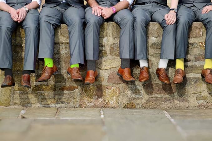 Feraricci Solid Color Casual Dress Socks for Men - Colorful & Comfortable Crew Socks