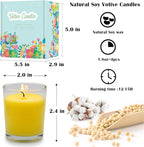 Small Citronella Candles Outdoor and Indoor, Yellow Soy Wax Votive Candles for Party Dinner and Camping - 12 Hours Burn Time, Set of 4