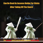 EAEMDY Samurai Figure Figurine Japanese Warrior Statue Decor for Table Room, Incense Holder for Stick Burner Incense Stick Holder, Kongfu Tea Pet Decoration (6.White A+Green A)