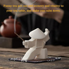 LYART Samurai Statue Decor Japanese Warrior Decor Children's Room Statues, Kongfu Tea Pet Decoration, Incense Holder for Stick Burner Incense Stick Holder(White3 and Green3)