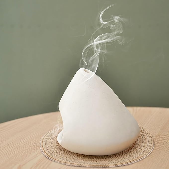 Yawlsow Palo Santo Holder Burner, Charcoal Bakhoor Incense Burner,Smudge Bowl,Sage Holder,Ash Catcher for Meditation Zen Decor (White+Mat)