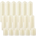 MTLEE 18 Pcs Set of 3 Pillar Candles Bulk 2 in x 3, 6, 8 Long Burning Clean Unscented Smokeless Pillar Candles for Wedding Emergency Lanterns Ceremony Party(Ivory White)