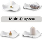 6.7 "Ceramic Incense Burner for Incense/Coil,Wavy Base with Brass -Incense Holder for Sticks,with Ash Catching Bowl for Meditation Yoga and Home Decoration (White)