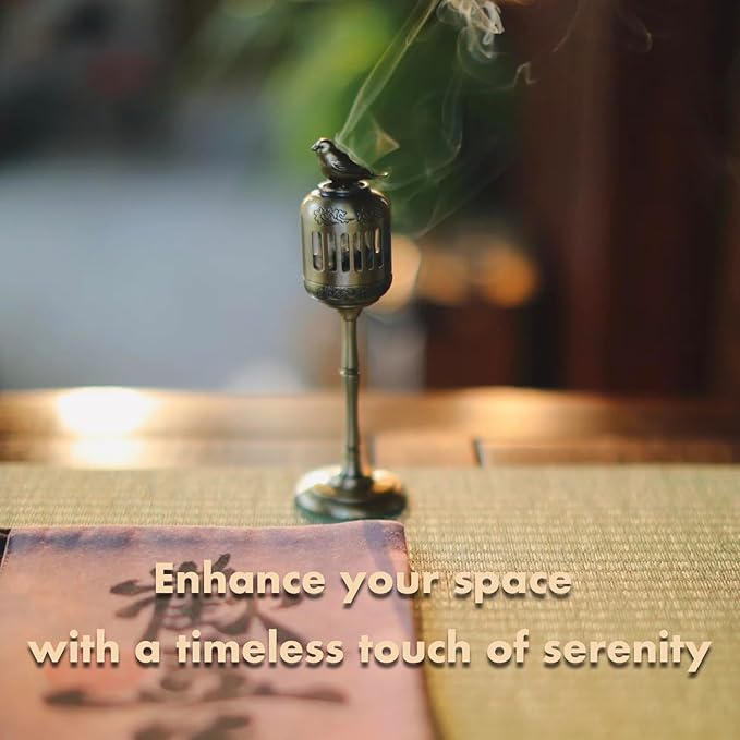 Antique Golden Magpie Lantern Incense Burner, Multi-Use Decorative Incense Holder, Elegant Zinc Alloy Craftwork, Ideal for Meditation, Relaxation, and Home Decor (Golden Magpie)