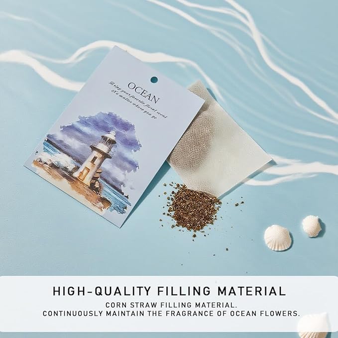 Ocean Scented Sachet Bags - 12 Pack Home & Car Freshener, Odor Eliminator for Closets, Rooms, Drawers, Wardrobes, Toilets, Long - Lasting 360 - Day Fragrance