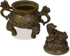 China Furniture Online Iron Imperial Kirin Chinese Incense Burner, Brown