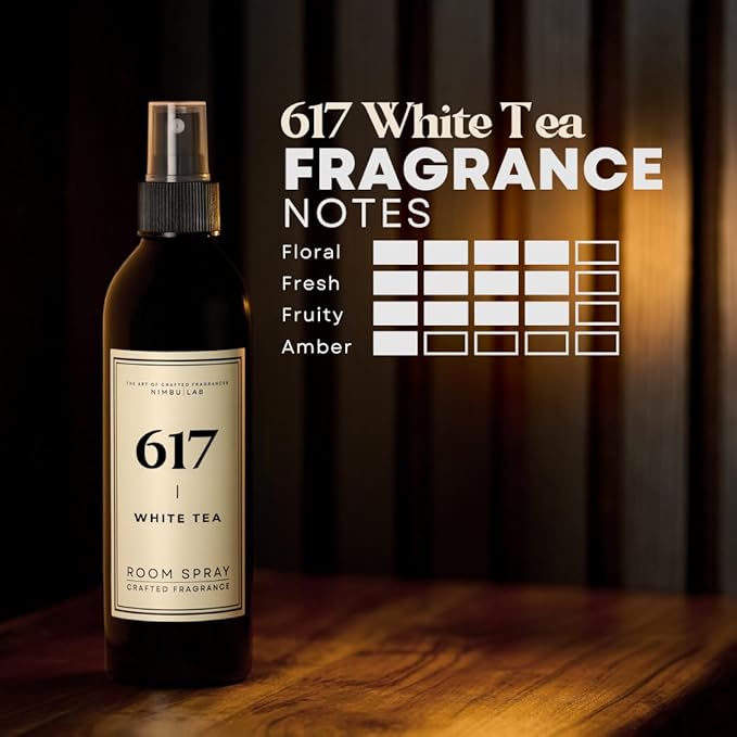 Room Spray 617 White Tea, Air Freshener for Home - Linen Spray - White Tea, Bergamot, Thyme, and Mandarin - Hotel Scent Mist 8oz/237ml