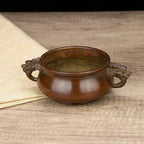 Copper Incense Burner Chinese Brass Incense Burner Kit Traditional Zen Incense Burner Antique Style Office Yoga Home Decor 6.3 * 4.3 * 2.2IN 2.2LB