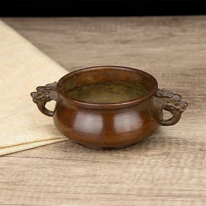 Copper Incense Burner Chinese Brass Incense Burner Kit Traditional Zen Incense Burner Antique Style Office Yoga Home Decor 6.3 * 4.3 * 2.2IN 2.2LB