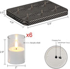 Rechargeable Votive Candle Battery Operated, 6 Pcs Rechargeable Tealights Candles with Charging Base, Acrylic Clear LED Flameless Votive Candle with 6H Timer for Halloween Christmas Decor