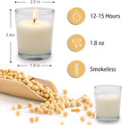 20 Packs White Votive Candles with Clear Glass Holder, 1.8 Oz Unscented Soy Wax Candle for Home Decoration, Candle Gifts for Christmas Thanksgiving Halloween
