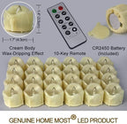 Set of 24 LED Votive Candles with Remote and Timer (Cream) - LED Flameless Votive Candles Flickering - Valentines Day Decor Candle Battery Operated Bulk Rustic Wedding Decorations