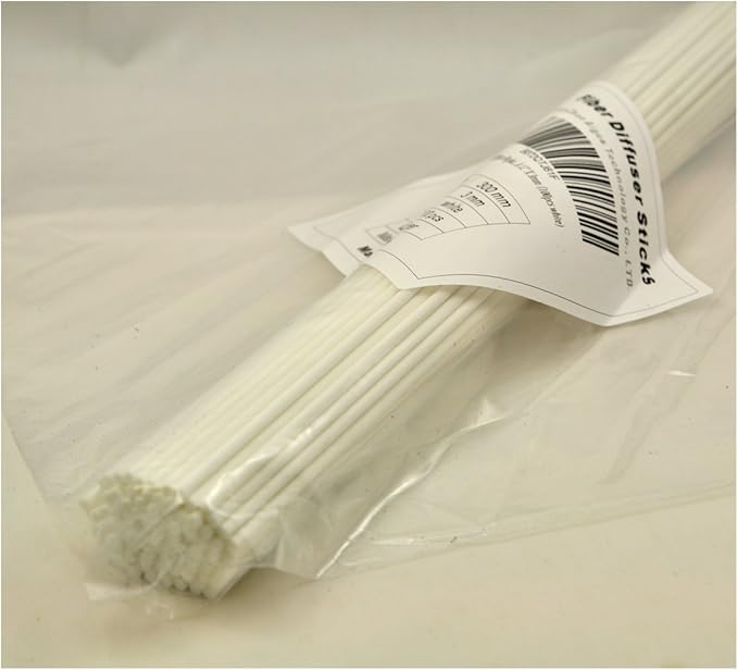 100 Pieces Fiber Reed Diffuser Replacement Refill Sticks (8" x 3mm, White)