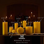 MOZEAL 3" x 4" Hand-Poured Unscented Candle,Dripless Pillar Candle Set of 3,Long Clean Burning,Approx 72 Hours Burn Time,Rustic Country Style,Wedding,Dinner,Christmas and Home Decor,Yellow