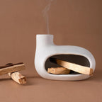 Modern Palo Santo Holder Ceramic Burner for Meditation and Energy Cleansing - Handcrafted Smudge Bowl for Wood Sticks, Sage, and Incense Cones