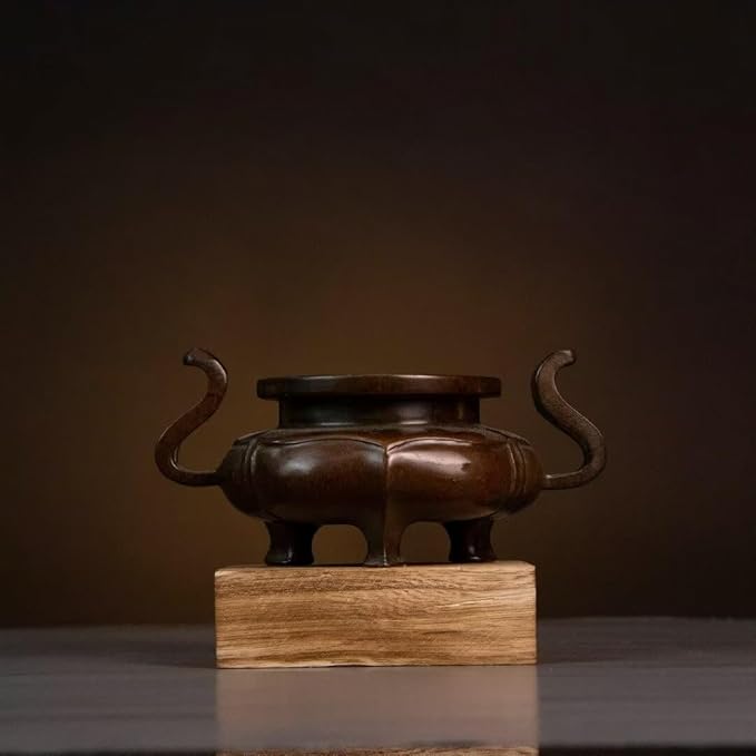 Copper Incense Burner Chinese Brass Incense Burner Kit Traditional Zen Incense Burner Antique Style Office Yoga Home Decor 5.7 * 3.9 * 3.7IN 2.7LB