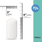 BOLSIUS 6 White Pillar Candles Bulk - 3x6 Inches Candle Set - 70+ Hours Clean Burning - No Palm Oil - 0% Animal Fat - Premium European Quality - Unscented Dripless Wedding Pillars