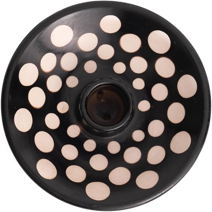 Luna Sundara Authentic Peru Pottery Palo Santo Stick Holder and Incense Holder Includes 5 Palo Santo Sticks Handmade Ceramic Smudge Bowl Sage Holder Palo Santo Holder (Black and White Polka)