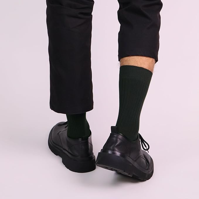 SERISIMPLE Men's Dress Socks - Bamboo Viscose Thin Ribbed Knit, Silky & Soft, Lightweight Business Crew Socks 5 Pairs