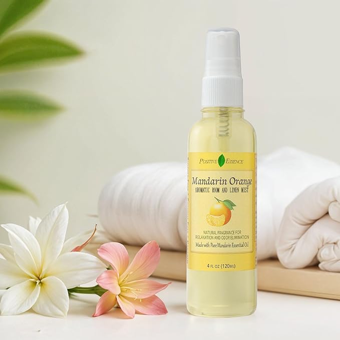 Mandarin Orange Linen and Room Spray, Natural Air Freshener Made with Pure Mandarin Essential Oil, Pillow Spray, Odor Eliminator