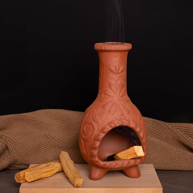 Palo Santo Mini Chiminea – Elegant Ceramic Incense Holder for Cleansing and Relaxation – Handcrafted Sage Texture Stand, Ideal for Meditation and Altars – Durable Design for Sticks Burning