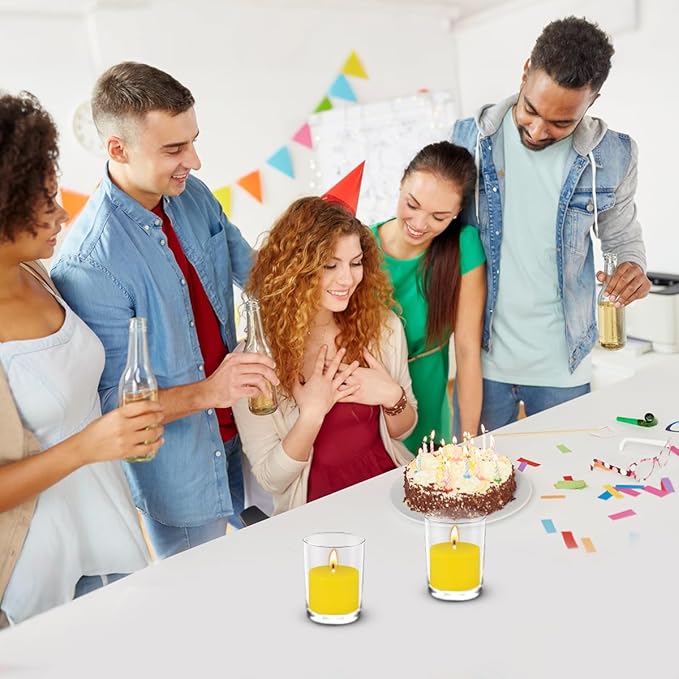 9-Pack 1.25-Inch Yellow Votive Candles, Unscented Small Tealight Candle for Home Decor Summer Special Occasions