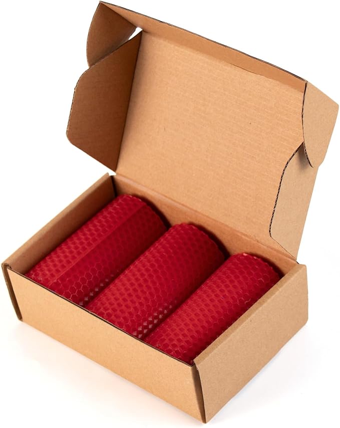 KONNI Beeswax Red Pillar Candles Set of 3, 2"x 4" Unscented Pillar Candles Bulk, 20 Hours Long Burning Candles, Smokeless&Dripless Large Round Candle for Wedding, Decoration, Parties, Spas, Dinner