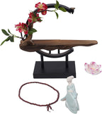 Backflow Incense Holder with LED Light and Begonia, Ceramic Lady Chinese Style Backflow Incense Burner Perfect for Relaxing or Home Decor