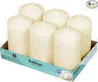 BOLSIUS 6 Ivory Pillar Candles Bulk - 3x6 Inches Candle Set - 70+ Hours Clean Burning - No Palm Oil - 0% Animal Fat - Premium European Quality - Unscented Dripless Wedding Pillars
