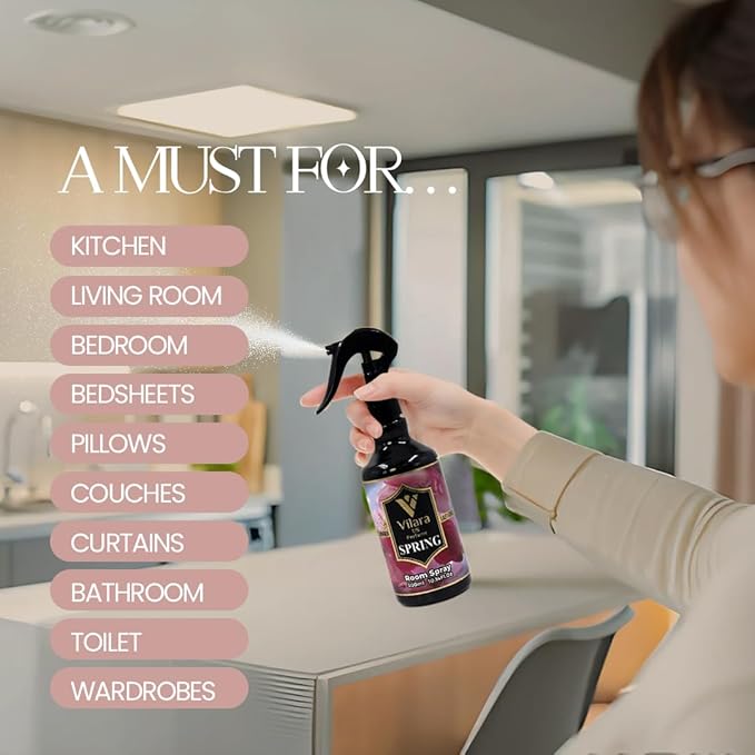 Room Spray Freshener - Long-Lasting Luxury Scents - Room and Linen Spray for Bedding, Sheets, Fabric, Furniture for Aromatherapy - 10.14 fl oz (Multipack 3:Sprng,Rose,Mango)