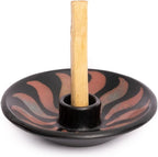 Luna Sundara Authentic Peru Pottery Palo Santo Stick Holder and Incense Holder - Handmade Ceramic Smudge Bowl for Sage - Includes 5 Palo Santo Sticks (Red)