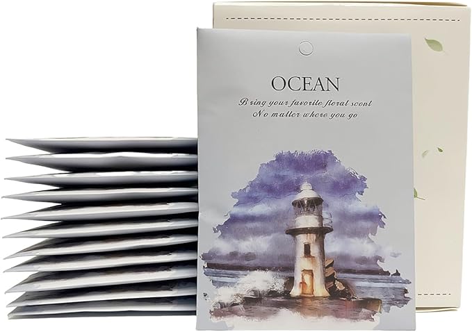 Ocean Scented Sachet Bags - 12 Pack Home & Car Freshener, Odor Eliminator for Closets, Rooms, Drawers, Wardrobes, Toilets, Long - Lasting 360 - Day Fragrance