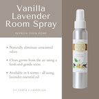 Victoria's Lavender Room Spray, All-Natural Home Essential Oil Concentrated Room Fragrance, Air Freshener, Bathroom Odor Eliminator - Made in the USA, Vanilla Lavender - 1 Pack (4 Fl Oz)