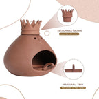 Palo Santo Holder Terracotta Incense Burner Clay Chiminea Furnace with Chimney for Palo Santo Sticks, Sage Ash Catcher, Cone Incense Burning, Essential Oil, Gift for Yoga, Relaxation, Meditation